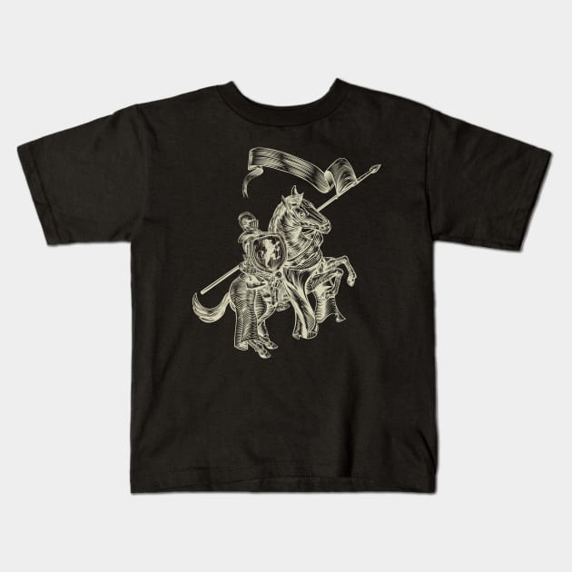 Medieval knight on a horse Kids T-Shirt by Love My..